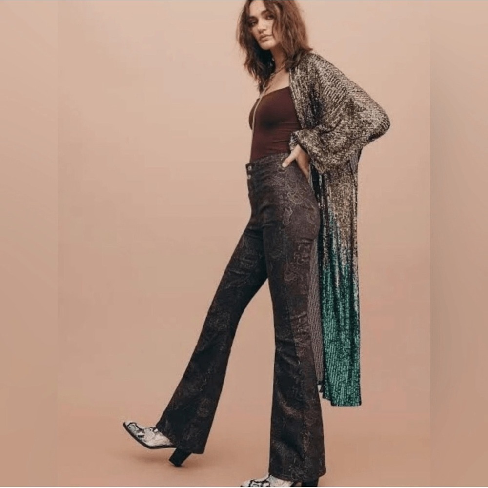 Free People We The Free Jayde Foil Printed Flare Jeans Size 28